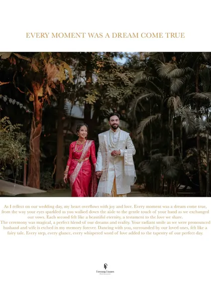 A romantic portrait of the couple walking hand-in-hand through a lush, tropical garden, a perfect fairytale moment.