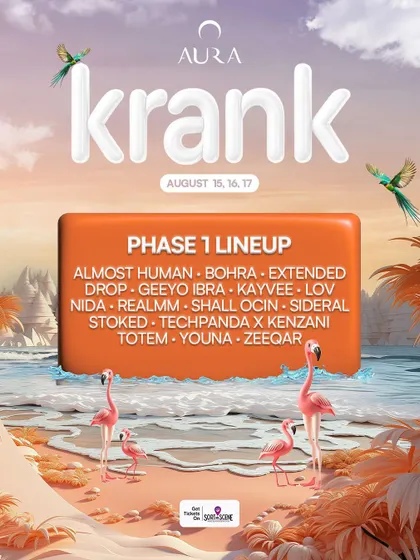 The Phase 1 lineup announcement for Krank in Goa. These phased announcements are a great way to build hype for a festival.
