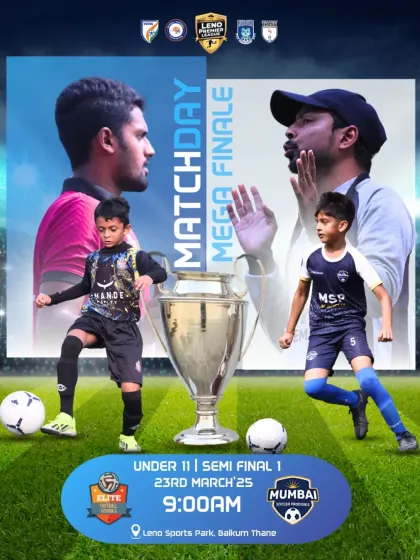 A promotional graphic for the U11 Semi-Final in the Leno Premier League.