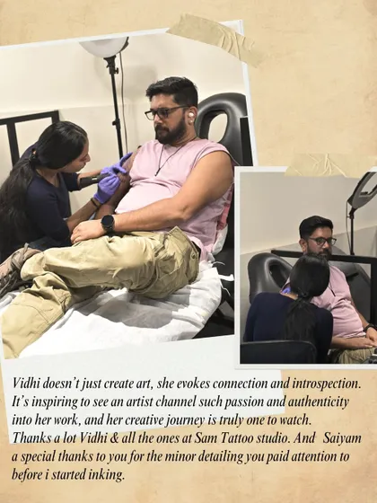 "Vidhi doesn't just create art, she evokes connection and introspection." A client completely at ease during his session.