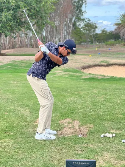 A young professional working on his iron play with the TrackMan providing feedback. Structured practice, guided by data, is the fastest way to build tour-level consistency.