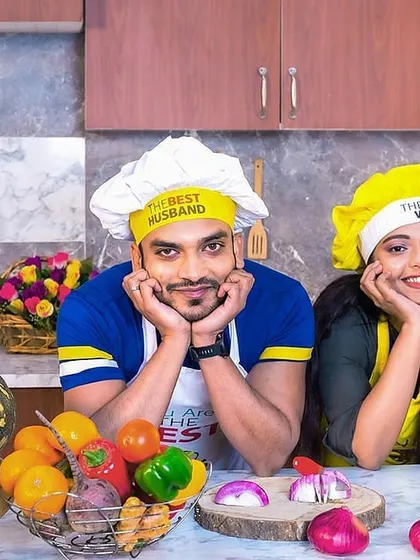A sweet, posed shot from the kitchen set. Even in a themed shoot, I make sure to get a few classic portraits that focus on the couple's expressions.