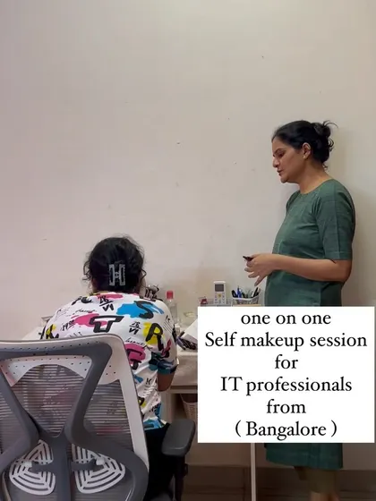 Guiding an IT professional during her self makeup session in Bangalore. My goal is to make makeup feel simple and accessible for everyone.