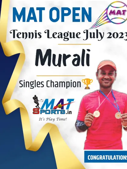 Murali, our Singles Champion from the MAT Open Tennis League. Our internal leagues are a great way for players to gain match experience in a familiar environment.