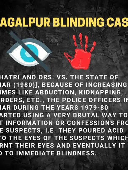 The Bhagalpur Blinding Case. This post details the horrific 1980 case where police in Bihar blinded suspects with acid to extract confessions, a grim reminder of custodial torture and human rights violations.
