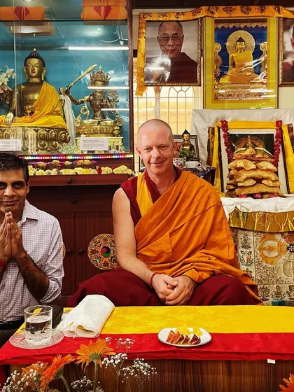 A precious opportunity to study in person with my Buddhist meditation teacher, Geshe Namdak. I have been studying online with Jamyang Monastery for years, and meeting him in Bangalore was a true blessing.
