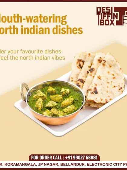 For those who love North Indian vibes, I prepare dishes like this Palak Paneer served with soft naan. The paneer is cooked in a rich and healthy spinach gravy for an authentic taste.