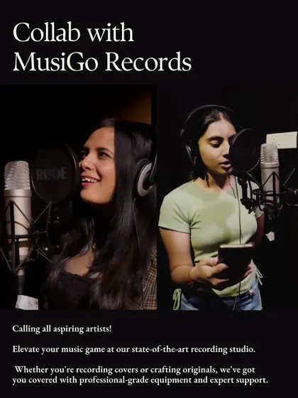A call for aspiring artists to collaborate with MusiGo Records. We offer our state-of-the-art recording studio, professional equipment, and expert support for your cover songs or original music.