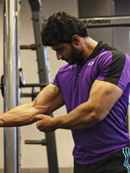 Training hard. A focused shot of my forearm vascularity.