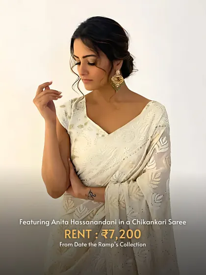 Ishita and Shagun from 'Yeh Hai Mohabbatein' always had top-notch taste. Anita Hassanandani looks elegant in this rented Chikankari saree.