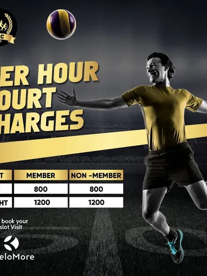 The per-hour court charges for volleyball are listed here. The rates are the same for members and non-members, making it easy to organize a game.