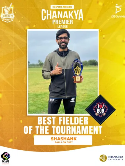 Shashank from Balls On Duty, who was awarded Best Fielder for his outstanding agility and game-changing plays in the field.