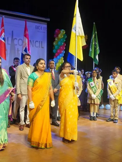 Teachers and student leaders walk in a procession during the Investiture Ceremony. This event is a formal recognition of the responsibility and trust we place in our student body.