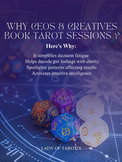 Ever wonder why top performers book tarot sessions? It's because tarot is a powerful tool for strategy and clarity, not just prediction. It helps simplify decision fatigue and activates your intuitive intelligence, making it an invaluable asset for leaders and creatives alike.
