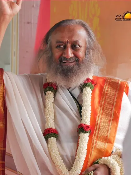A smiling Gurudev during the Ram Navami Special Ram Tarak Homa. His presence brings immense joy and blessings to the sacred ceremony.