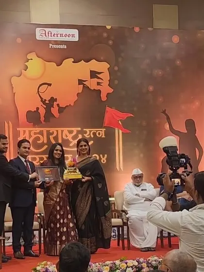 On stage receiving my award at the Maharashtra Ratan Puraskar 2024 ceremony. A moment of immense pride and gratitude.