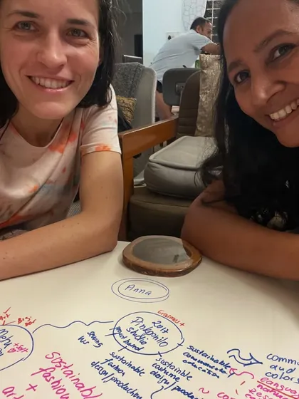 A mind-mapping session in progress. Collaboration is at the heart of what we do, and we believe that bringing different perspectives together is the best way to foster innovation in sustainable fashion.