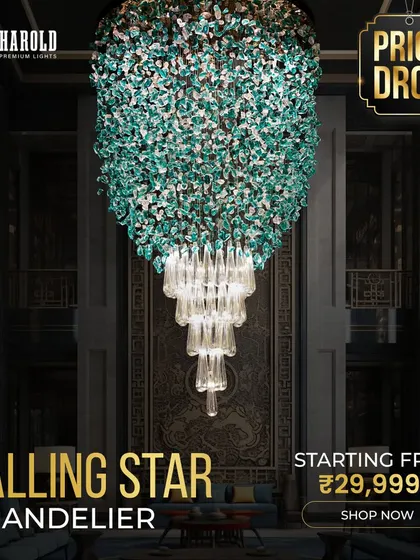 Price Drop Alert! The breathtaking Falling Star Chandelier, a cascade of celestial charm, is now available at a special reduced price starting from ₹29,999.