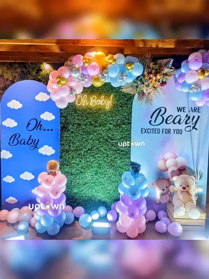 The full setup for the modern baby shower.