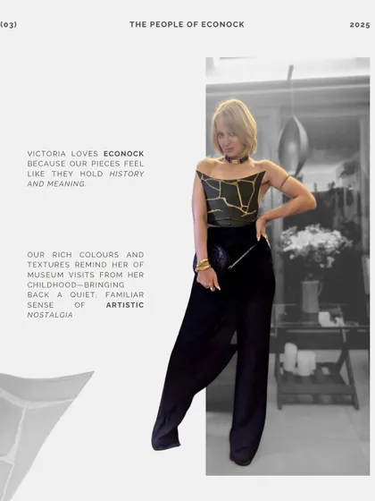 A shot of me wearing the Eva Corset from Econock. I love fashion that tells a story, and their pieces feel like wearable art, echoing my own passion for storytelling.