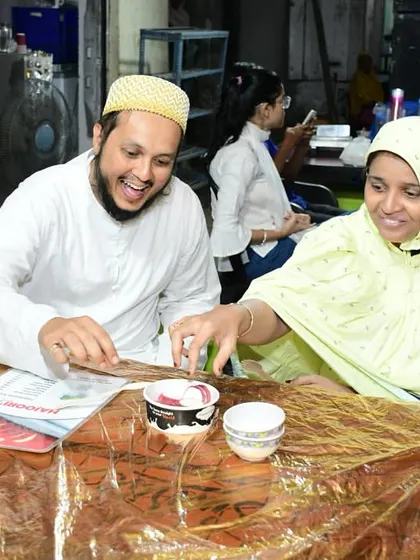 A couple enjoying our desserts. Sweet moments at Alamdar.