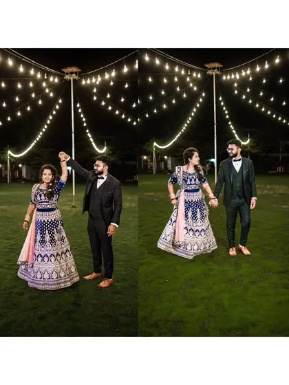 A pair of photos showing the couple dancing at their reception, capturing the romance and joy of their first dance.