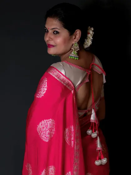 Another angle of the heart-cutout blouse, showing how the design creates a unique and memorable look.