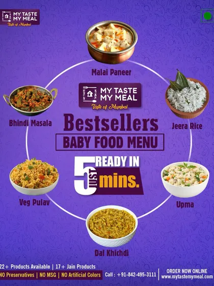 For parents traveling with little ones, I offer a special baby food menu. These meals, like Dal Khichdi and Upma, are made with low spice and are gentle on their stomachs.
