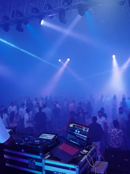 A look from my console as I control the lights and sound for a massive crowd. Every corporate event DJ needs to master the technicals to create the perfect party atmosphere.