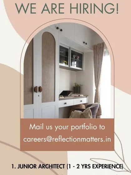 An aesthetically pleasing ad from Reflection Matters in Chennai for a Junior Architect with 1-2 years of experience.