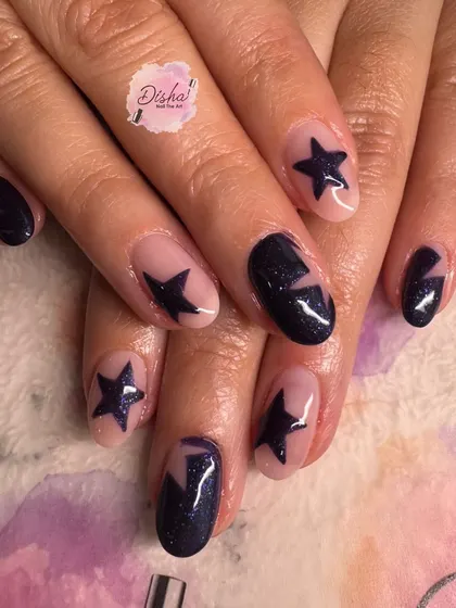 A cool and edgy design with black stars on a sheer base.