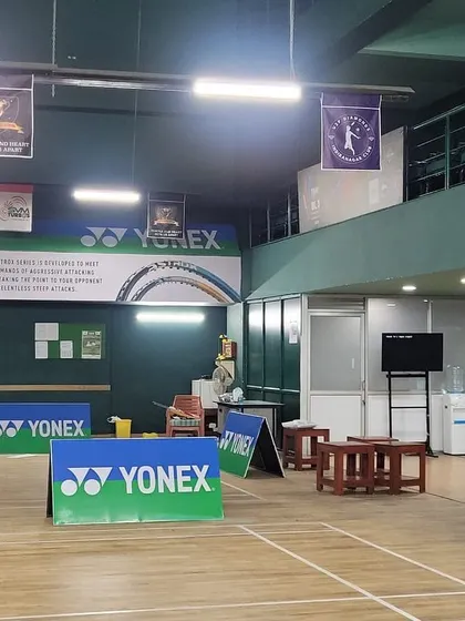 The court ready for the Indranagar Badminton League 2023. We believe in creating a competitive environment right here at the academy.