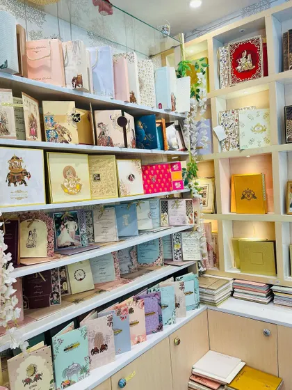 Another view of our extensive collection on display. We encourage you to come in and feel the different paper qualities and see the intricate details up close.