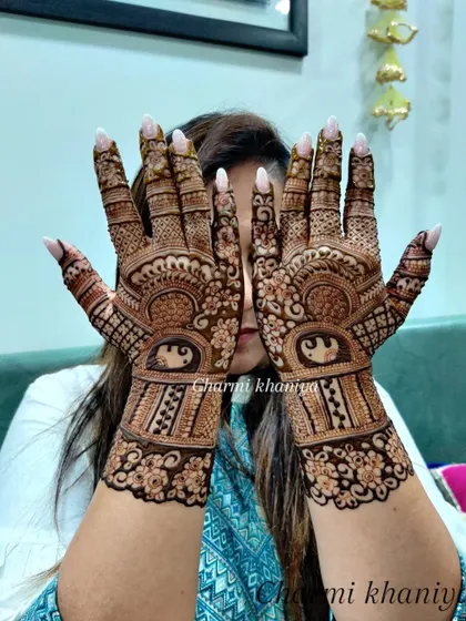 Wedding henna for the siders! This beautiful design features elephant motifs and is a great choice for bridesmaids or close family members.