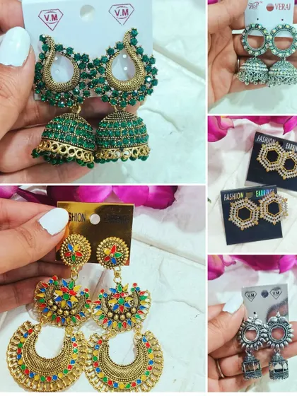 This image features a mix of our popular earring bezels, from colorful Navratan-style pieces to elegant green and gold jhumkas. These bases make it easy to create professional-looking resin earrings.