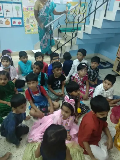 An indoor group session during our Janmashtami celebration. I use these opportunities to tell stories and sing songs related to the festival.