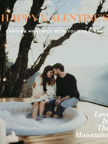 A stylized shot celebrating love in the mountains. This image, created for a Valentine's getaway, highlights the dreamy, magazine-like quality I can bring to your couple's shoot.