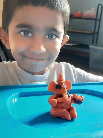 Look at the pride and joy in their creations! For Ganesh Chaturthi, children used various materials like clay, leaves, and paper to create their own Ganesha figures. This is a wonderful fusion of art, culture, and personal expression.