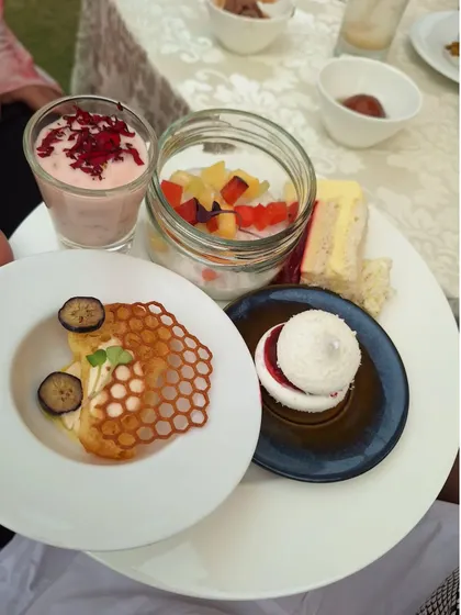 A plate full of exquisite desserts from the brunch at The Lodhi. The variety was incredible.
