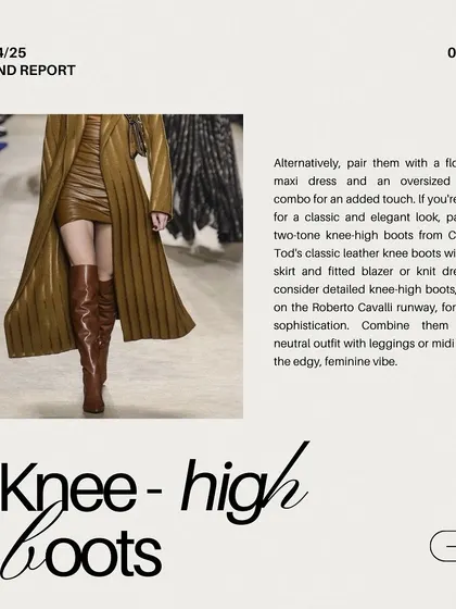 Knee-high boots are the epitome of fall/winter sophistication. Style them with a midi skirt and a fitted blazer, or over leggings for an edgy, feminine vibe.
