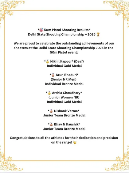 Celebrating the outstanding results in the 50m Pistol event, including a gold medal for our para-athlete Nikhil Kapoor. My academy is proud to offer inclusive coaching for shooters with disabilities.