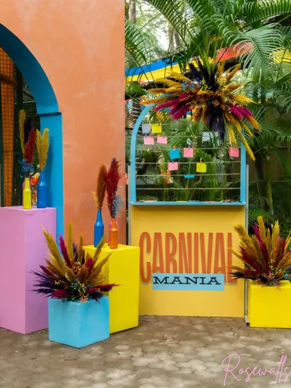 The "Carnival Mania" station, which included the guest message board, was a fun and interactive corner for everyone at the party.