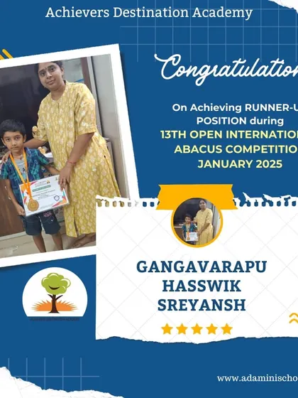 Congratulations to Gangavarapu Hasswik Sreyansh from Hyderabad on achieving a runner-up position in the international competition.