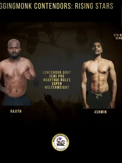 A contender bout for the WBC Muay Thai semi-pro national championship. Ashwin Kumar representing Phenomenal MMA.