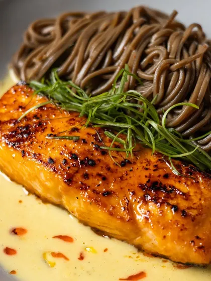 Another look at our popular chili miso glazed salmon, a dish that perfectly balances rich, savory, and umami flavors.