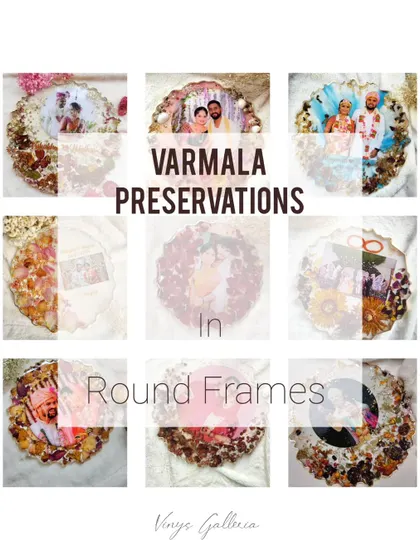 Another look at my round frame varmala preservations, a popular choice for wedding keepsakes.