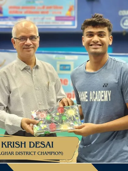 Krish Desai, our Palghar District Champion, being felicitated at the inauguration of the Thane District Championships.
