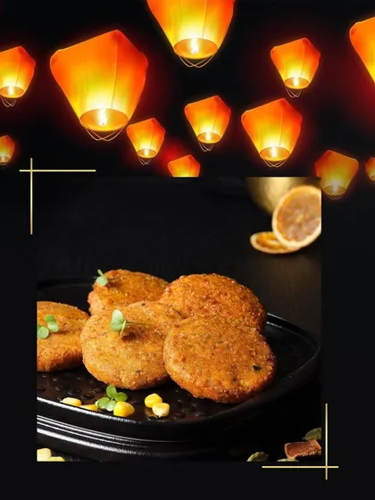 This festive season, we welcome the era of royal Indian flavors. This image showcases our delicious corn tikkis, perfect for a Diwali celebration.