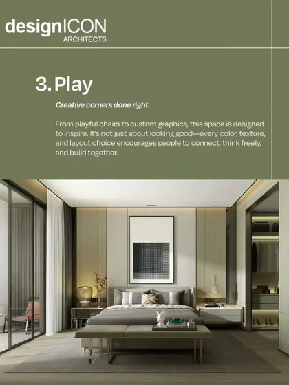 This bedroom showcases a playful yet sophisticated design. The symmetrical layout, elegant wall paneling, and curated art create a balanced and inspiring environment, proving that creative corners can also be serene.