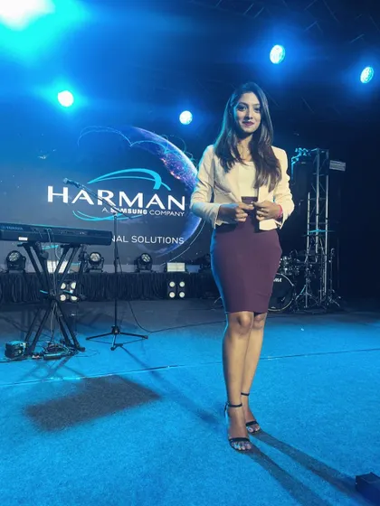On stage for Harman, a Samsung company, for a unique event that combined product showcases with a live band performance.